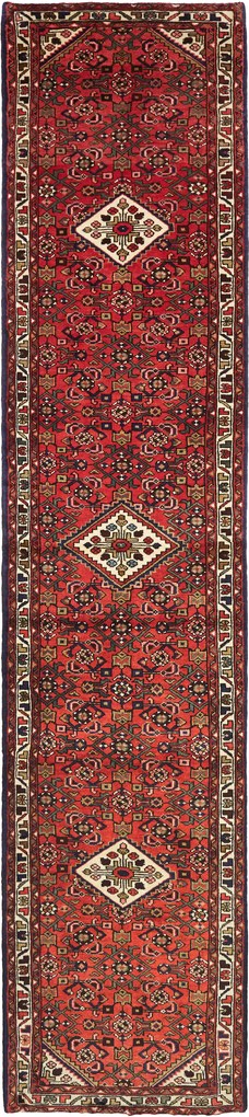 Hamedan Tappeto persiano 90x400 Rosso (Iran) Annodato A Mano
