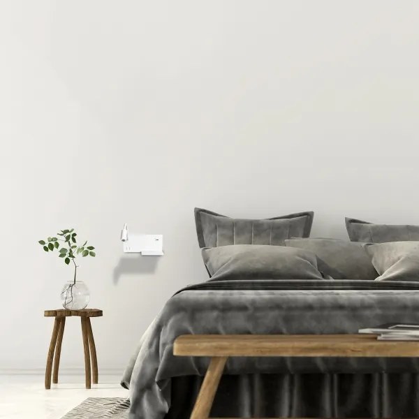 Applique LED SHELF 1xLED/4W+1xLED/5W+1xLED/2W/230V + porta USB bianca