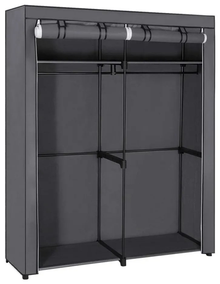 Armadio salvaspazio in tessuto con ripiani e asta appendiabiti MATIS 140x174 cm grigio