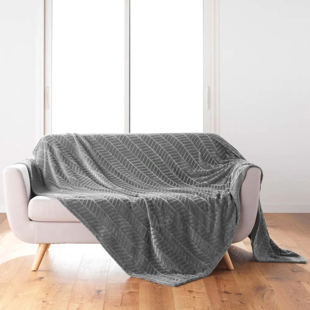 Copriletto in microflanella grigio 180x220 cm Arya - douceur d'intérieur