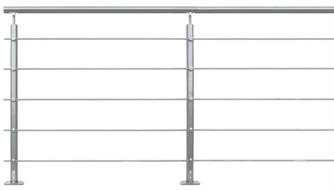 Balaustra in kit BURGER Opalu Silver in alluminio, corrimano in alluminio grigio, L 200 cm fissaggio a pavimento