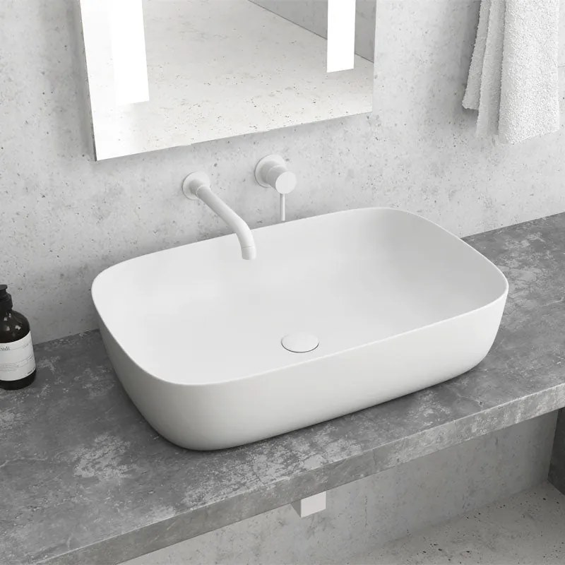 Lavabo D'Appoggio 60x39 Cm Karag Bianco Opaco