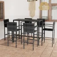 Set da Bar da Giardino 7 pz in Polyrattan Grigio cod mxl 40510