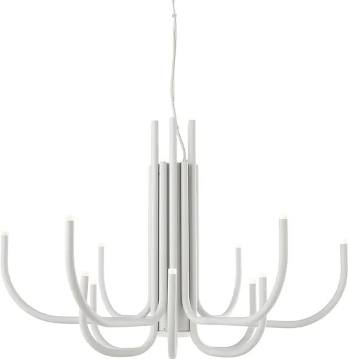 Lampada a sospensione NOUVEAU D78 cm a 12 luci LED in metallo verniciato BIANCO