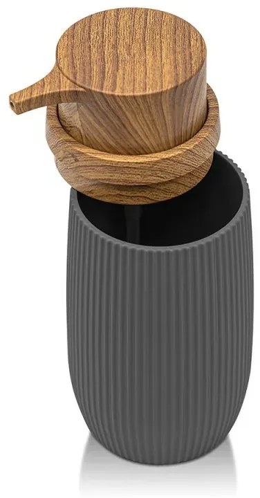 Dispenser per sapone liquido Grigio dettagli effetto legno Blob