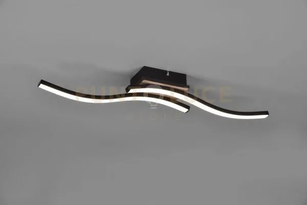 Route plafoniera led  10w 1000lm, 3000k 2 bacchette ondulate antrac...