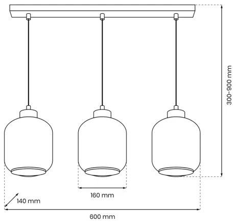 Lampadario a sospensione con filo SOMBRA 3xE27/60W/230V beige