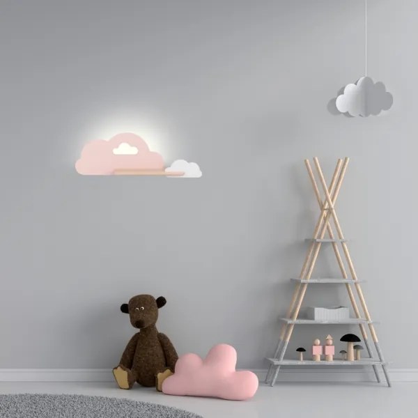 Applique LED per bambini con mensola CLOUD LED/5W/230V rosa/bianco