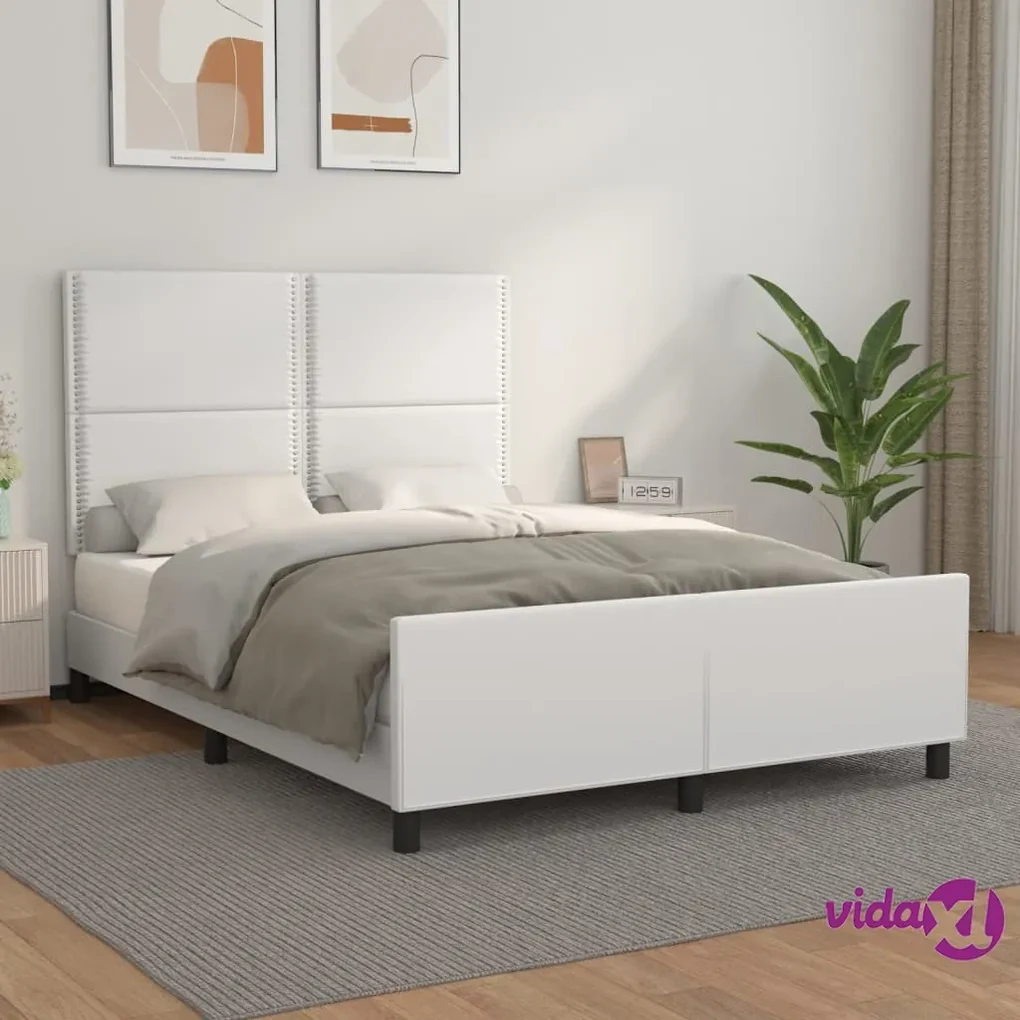 Struttura letto in metallo con testiera/pediera bianca 140x190 cm