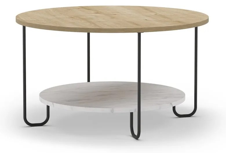 Tavolino rotondo con piano in rovere naturale ø 80 cm Tonka - Marckeric