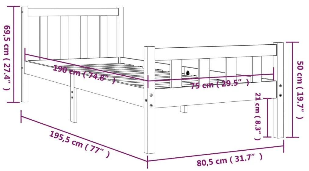 Giroletto in Legno Massello 75x190 cm Small Single