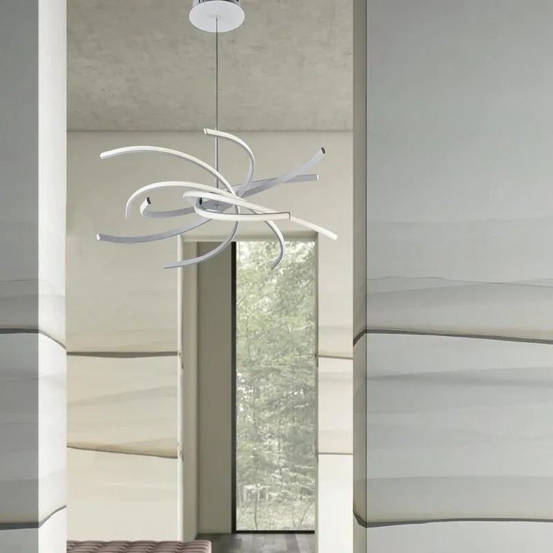 Lampadario LED design Anuk bianco Ø70cm, luce con 3 temperature di colore 4000 lumen