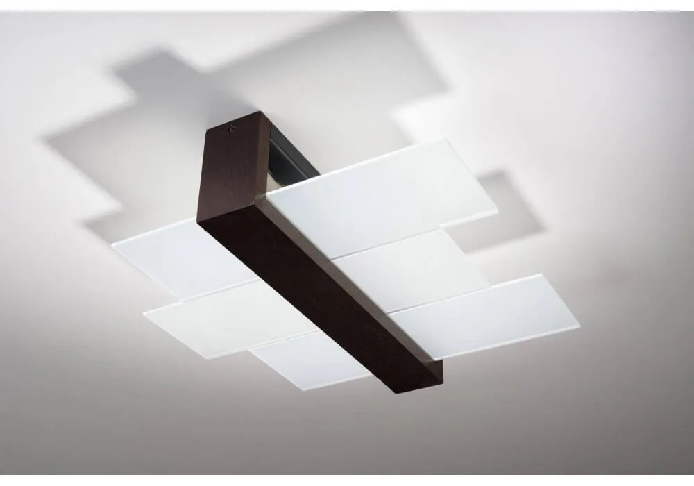 Plafoniera da Soffitto Legno Wenge e Vetro 2xE27 FENIKS 2 da Interno Colore del corpo Wenge