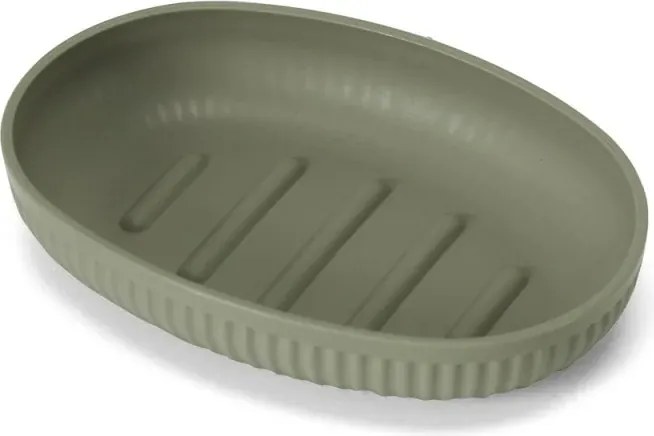 Set accessori bagno 3 pz con dispenser portaspazzolino e portasapone verde cannettato Arizona