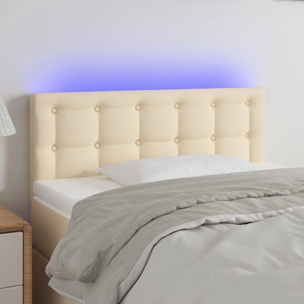 Testiera A Led Crema 80x5x78/88 Cm İn Tessuto /