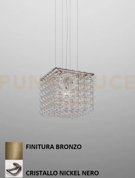 Giogali sospensione cub cristallo nickel nero e bronzo opaco  3 luc...