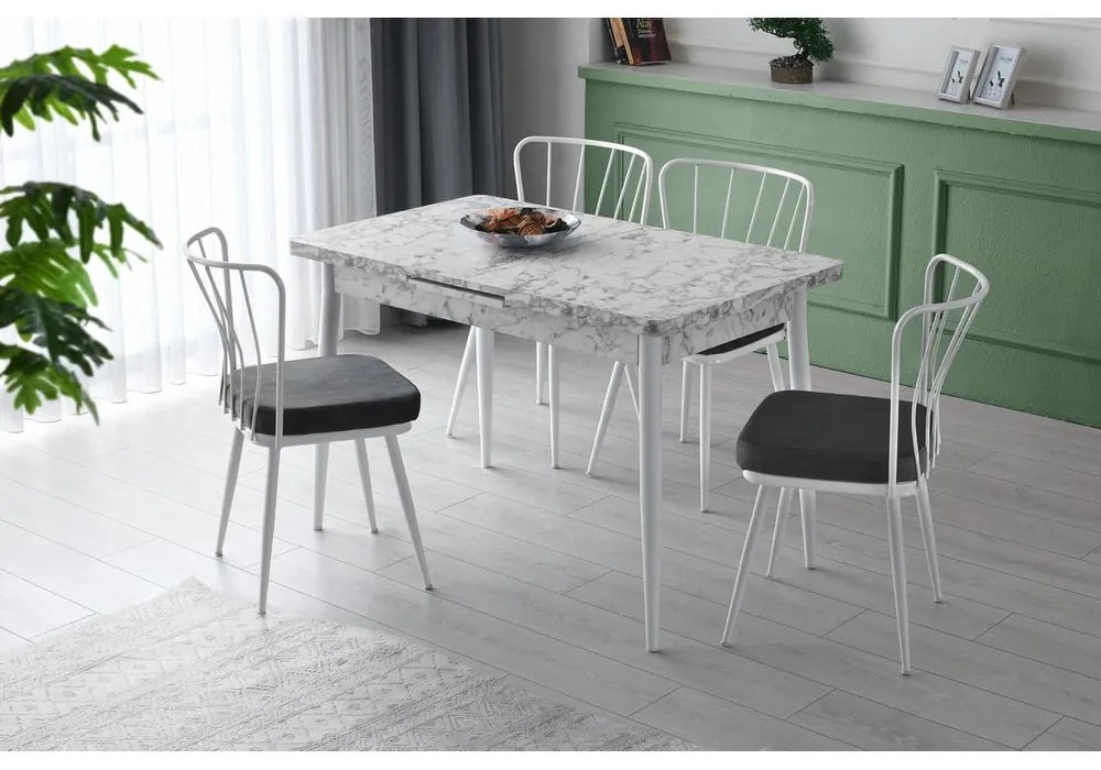 Set di 2 sedie da pranzo in metallo bianco-nero Yildiz - Kalune Design