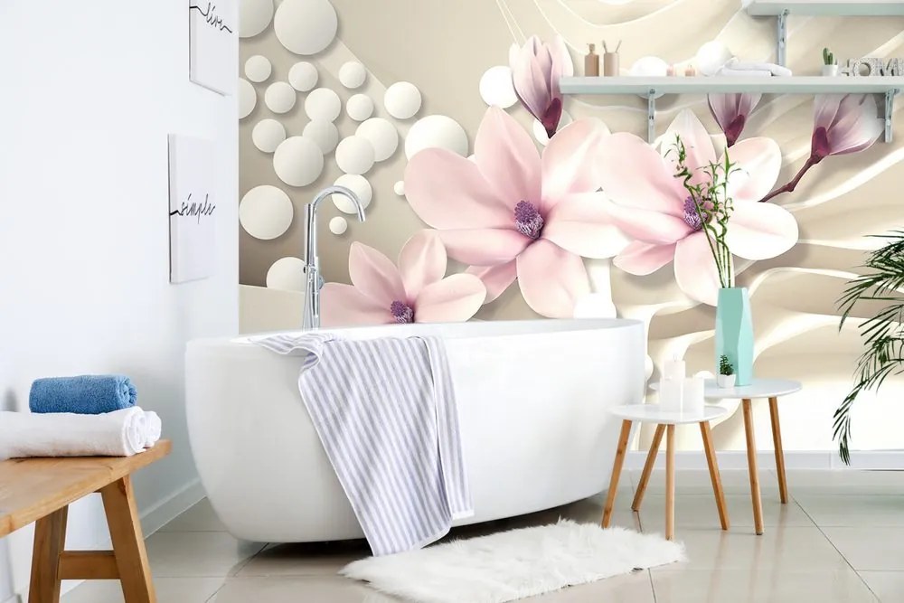 Carta da parati – Magnolia su sfondo astratto