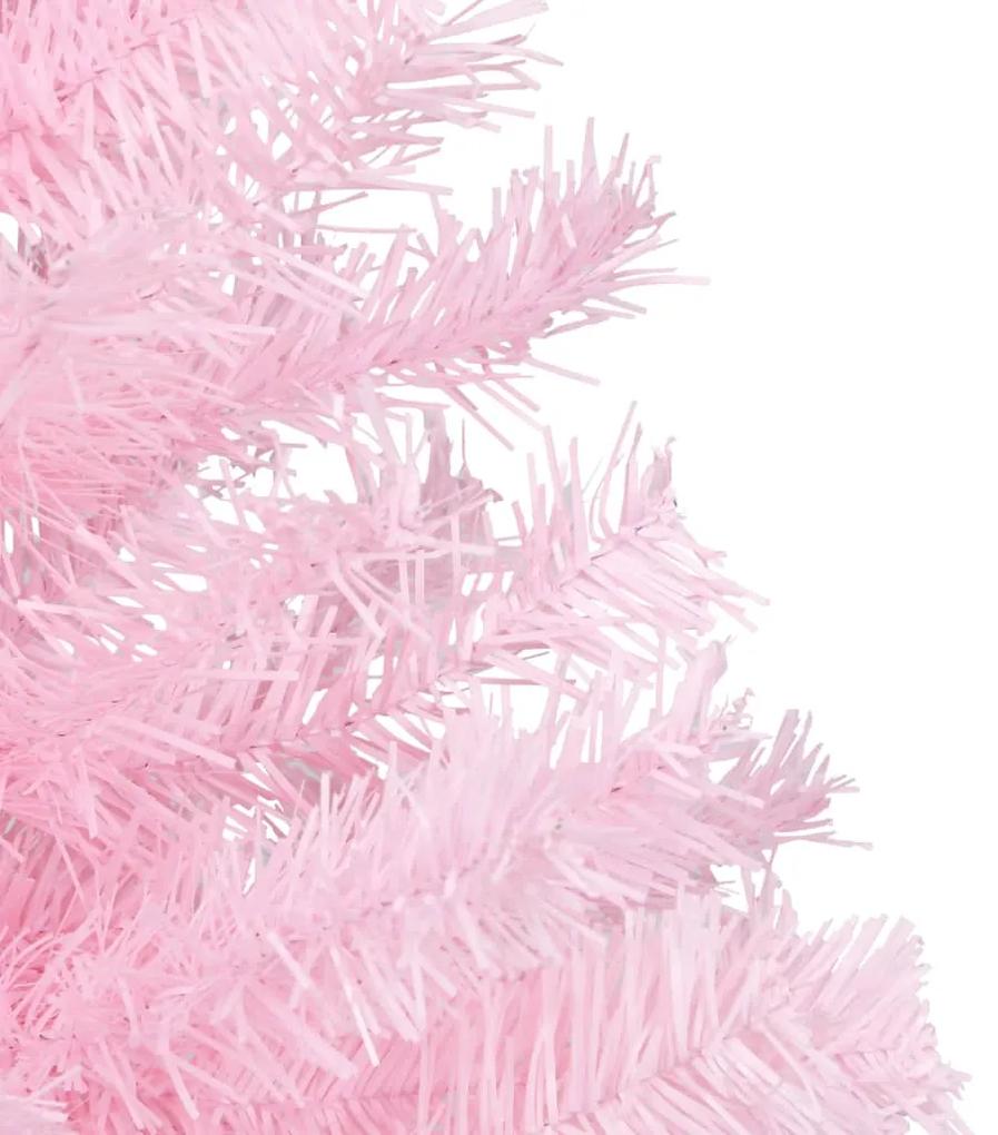 Albero di Natale Preilluminato con Palline Rosa 150 cm PVC