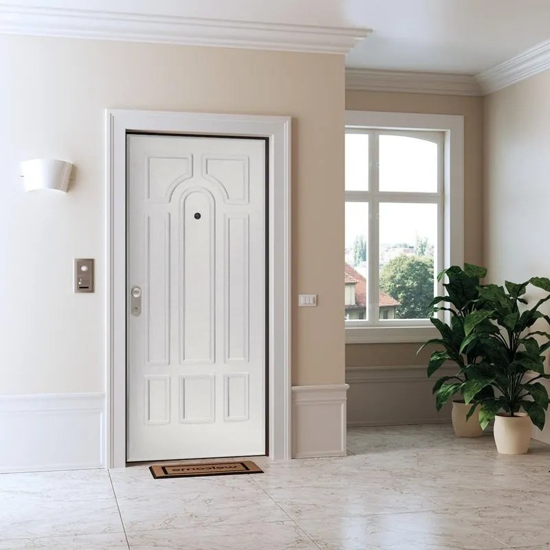 Porta blindata DI.BI. Argo L 80 x H 210 cm bianco apertura destra