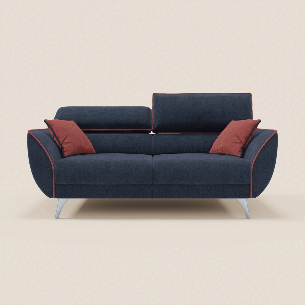 Michelangelo divano 2 e 3 posti con sedute allungabili e poggiatesta reclinabili - Bicolore in tessuto smacchiabile T23