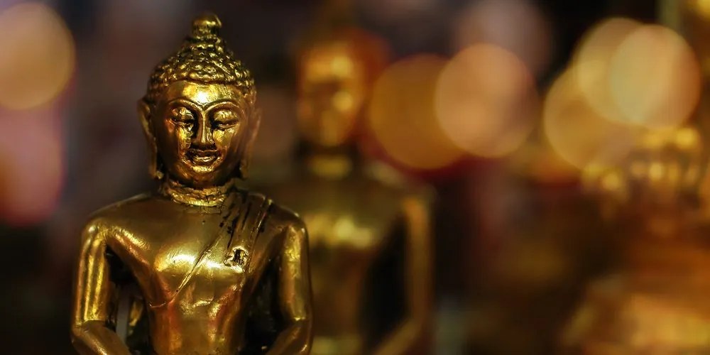 Quadro su tela – Buddha con sfondo astratto