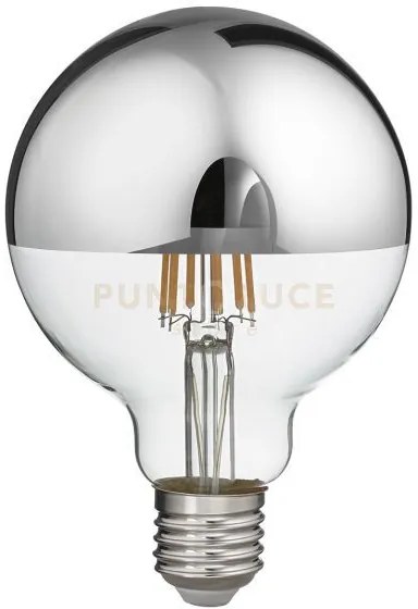 Gla301a- lampadina attacco e27 globo vetro specchiato argento d.9,5...