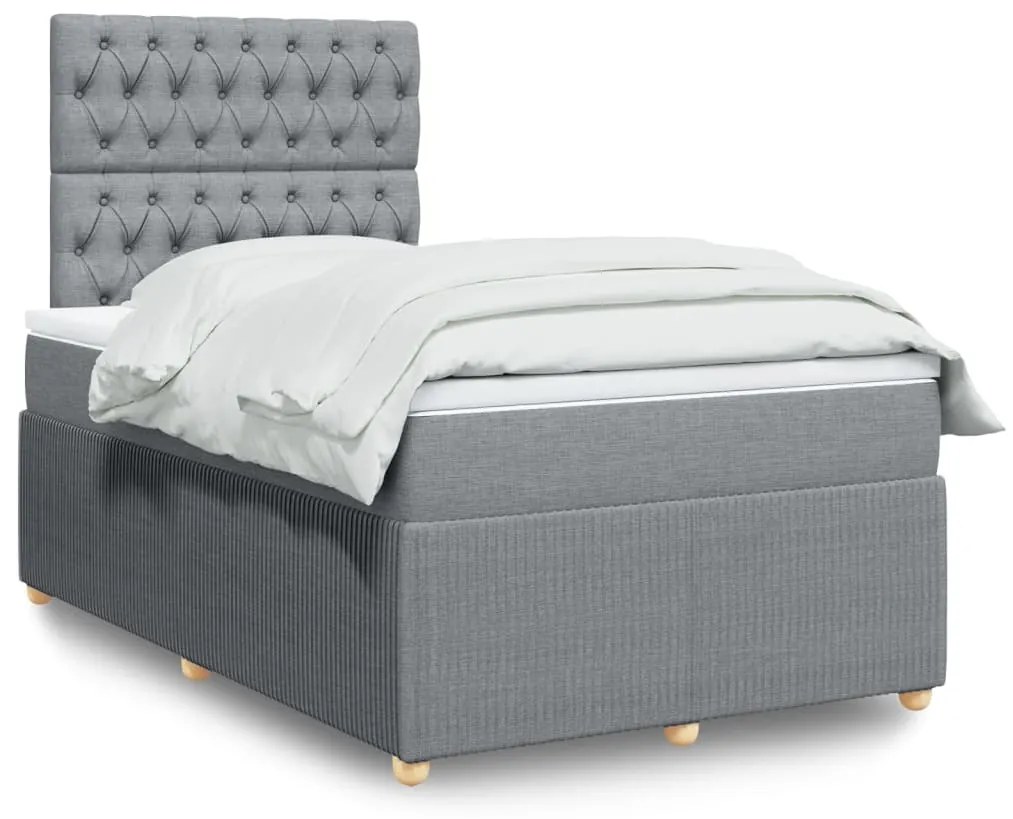 Giroletto A Molle Con Materasso Grigio Chiaro 120x190cm Tessuto /