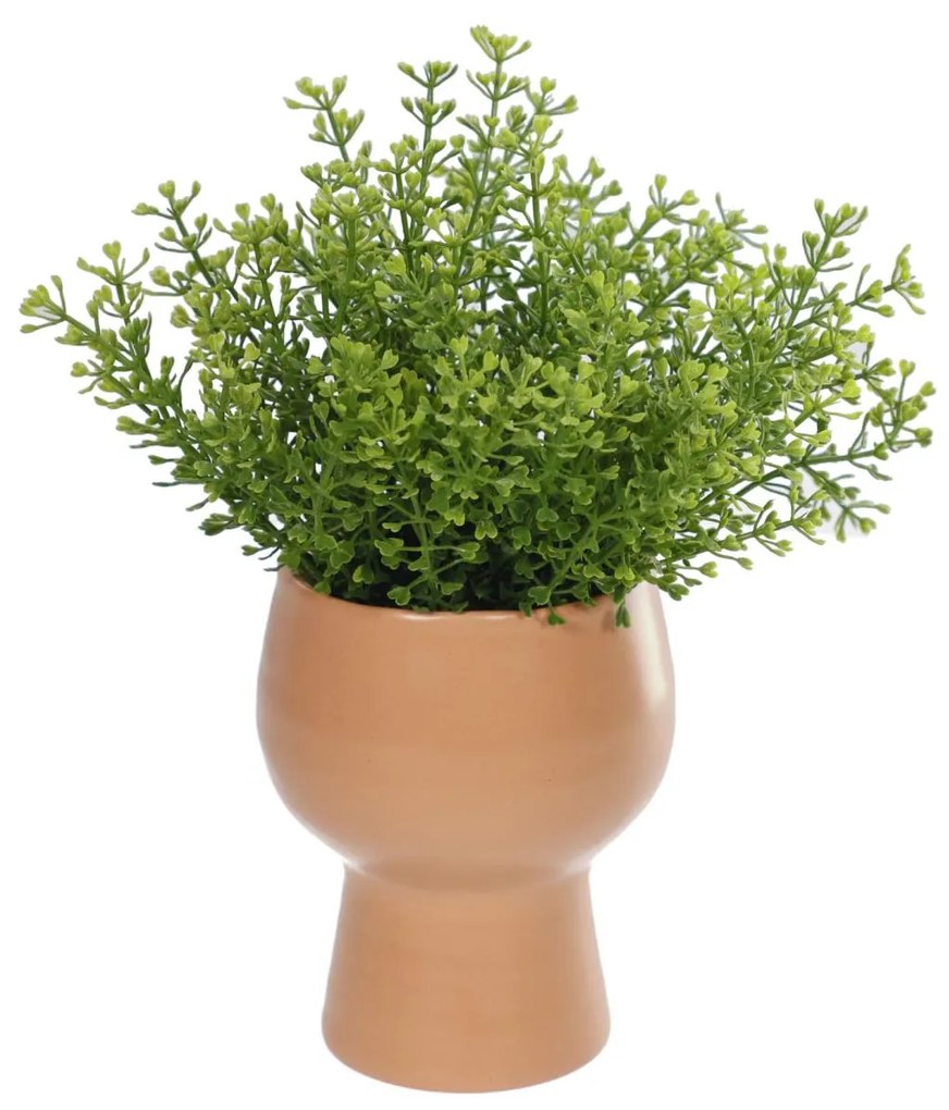 Kave Home - Pianta artificiale Myriophyllum con vaso in ceramica rosa 21,6 cm