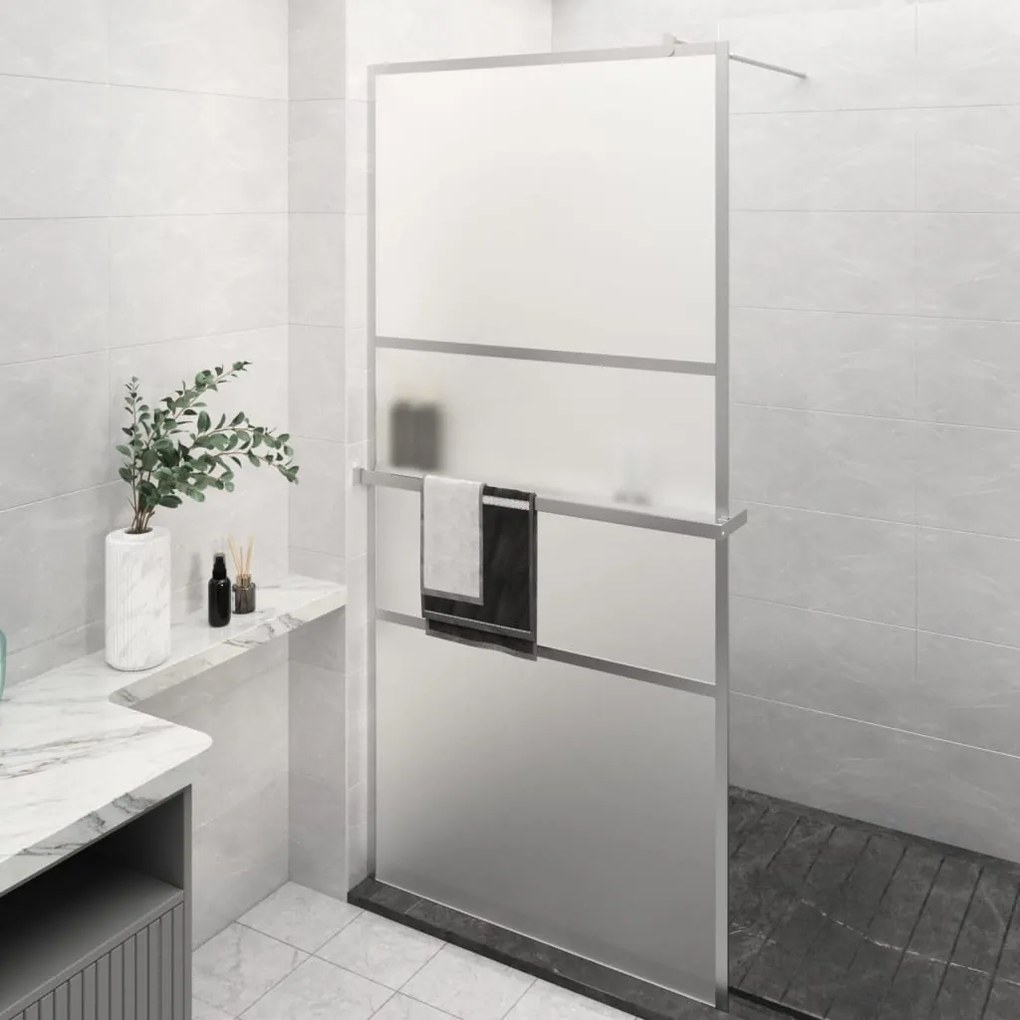Parete Doccia Con Mensola Cromo 80x195cm Vetro Esg E Alluminio /