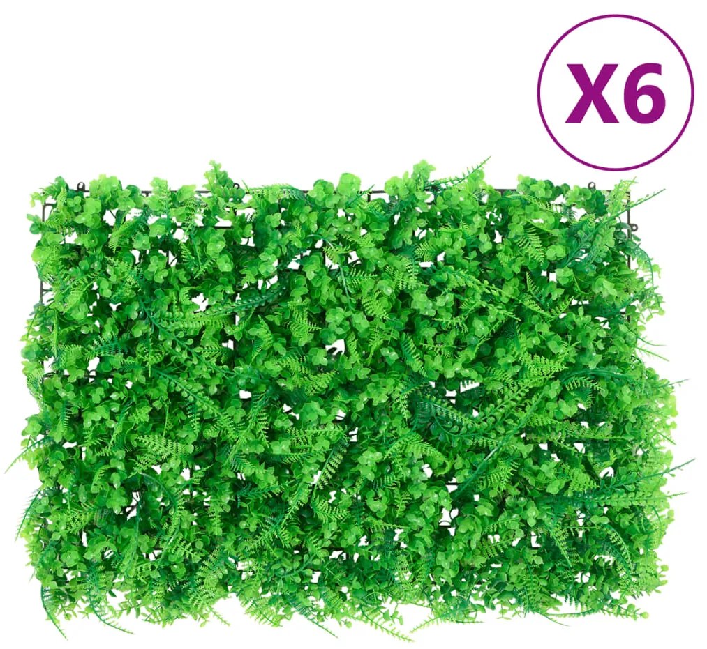 Recinzione Foglie Felce Artificiali 6 Pz Verde 40x60 Cm /