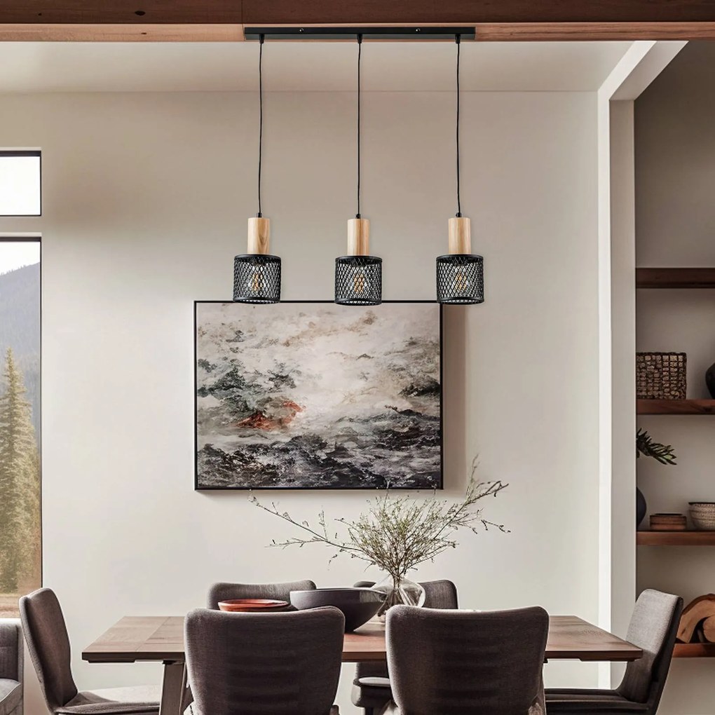 Eko-Light Lampada a sospensione Sobresa con paralume a griglia, 3 luci