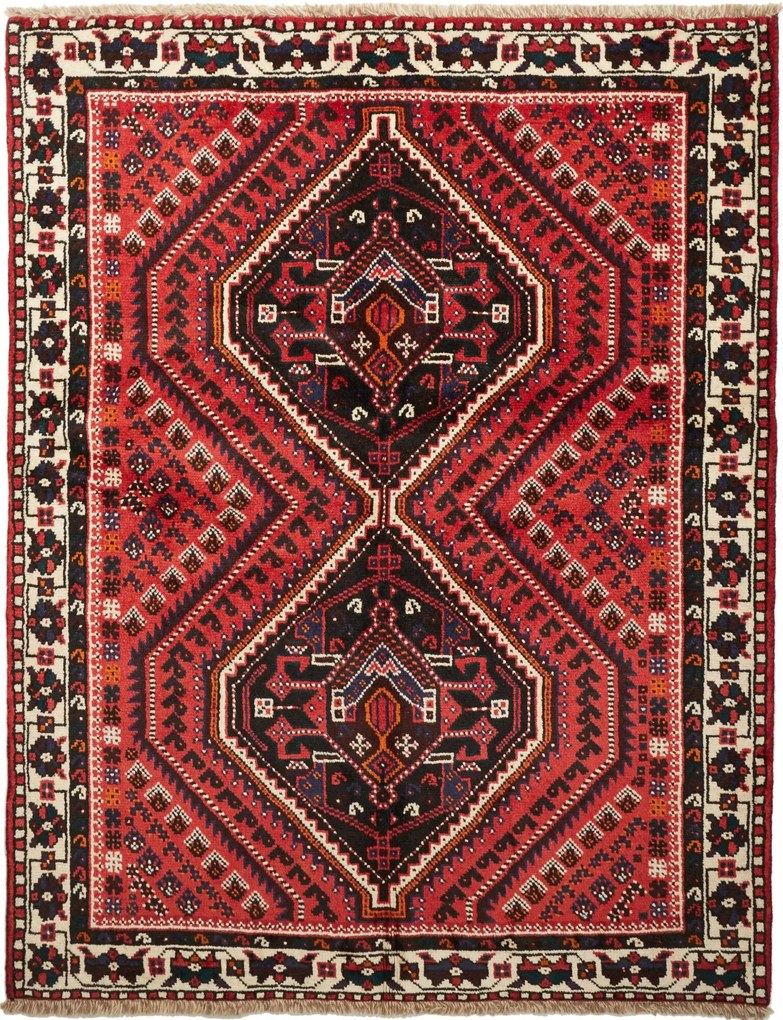 Shiraz Tappeto 200x160 Rosso (Iran) Annodato A Mano