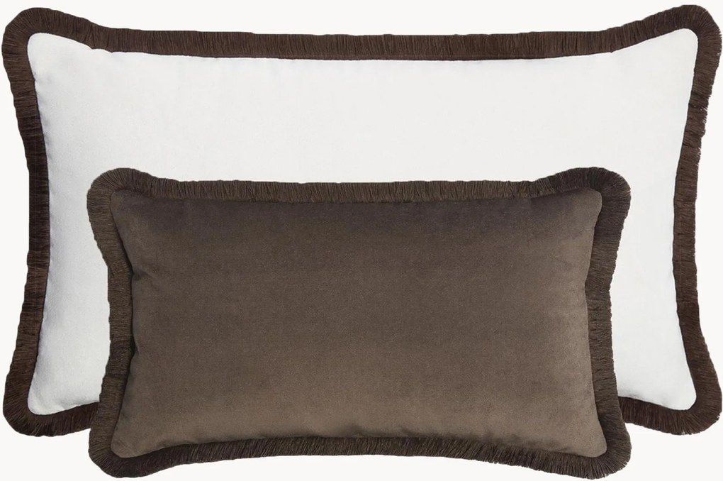 Set di 2 cuscini in velluto fatti a mano con frange Couple Bed