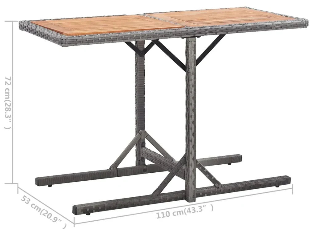 Tavolo da giardino antracite in polyrattan e massello di acacia