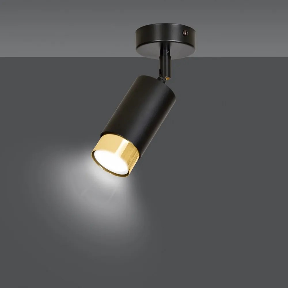Lampada da soffitto e parete in Acciaio HIRO GU10 Colore del corpo Nero e Oro