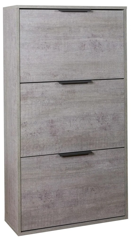 Scarpiera 65x120x25 cm grigia con 3 ante a ribalta