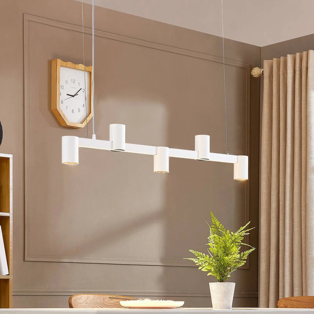 Arcchio lampada a sospensione Brinja, bianco, 120 cm di lunghezza, a 5 luci,