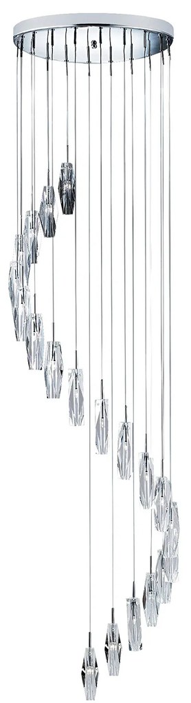 Lampadario Contemporaneo Ghiaccio Scolpito Acciaio Cromo Vetro G4 1,5X20W