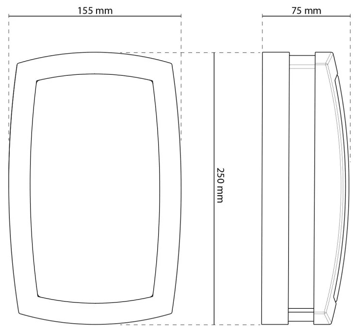 Applique Rettangolare Nera E27, da Parete e Soffitto, IP54 Base E27