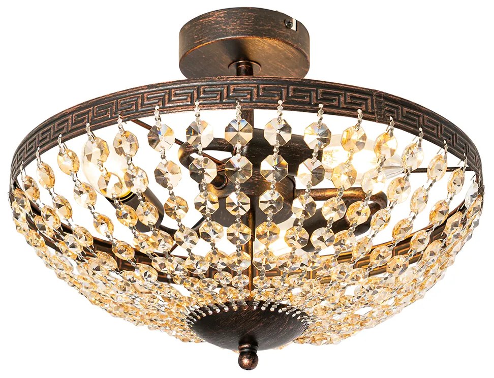 Plafoniera classica bronzo e cristallo 3 luci - Mondrian