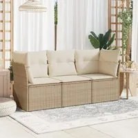 Set Divano da Giardino 3 pz con Cuscini Beige in Polyrattancod mxl 110919