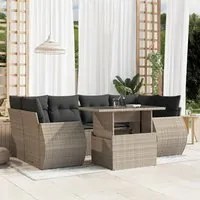 Set Divani da Giardino 7pz con Cuscini Grigio Chiaro Polyrattan 3268392