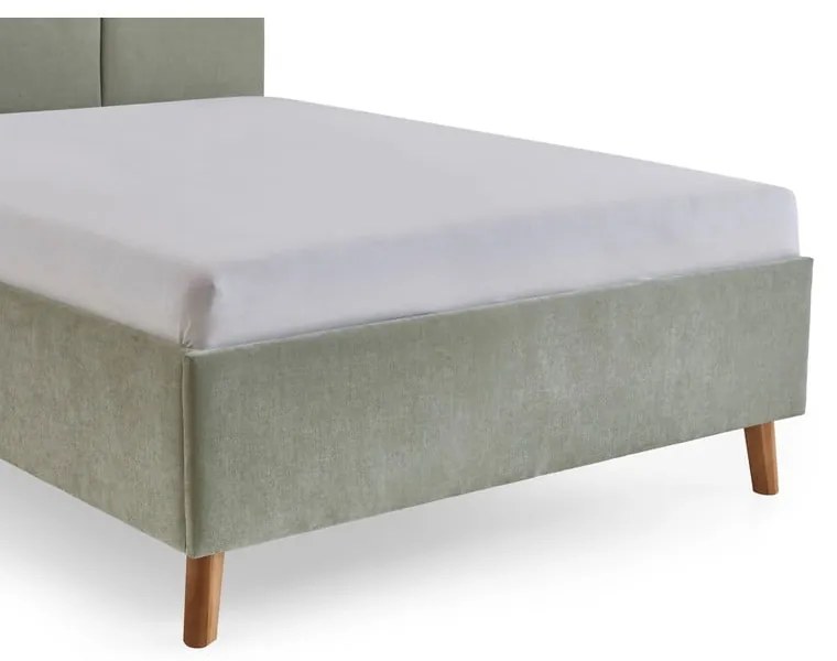 Letto matrimoniale imbottito verde chiaro con rete inclusa 140x200 cm Piano – Meise Möbel