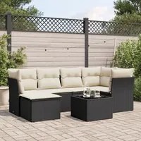 Set Divani da Giardino con Cuscini 7pz Nero Polyrattan 3217956