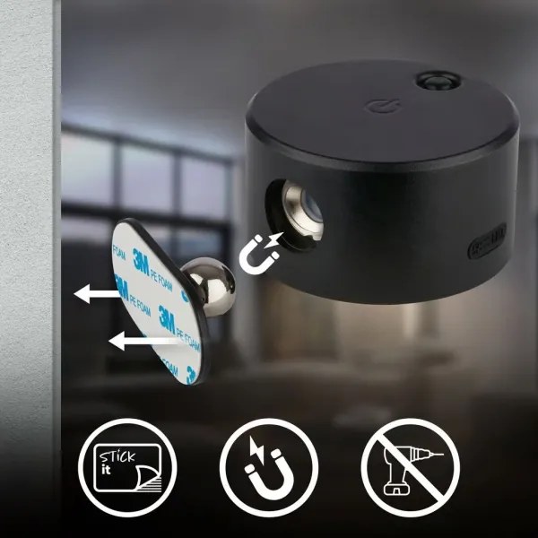 Briloner 3896015 - Lampada da parete a LED ricaricabile dimmerabile TARI LED/1,6W/5V 1500 mAh nero