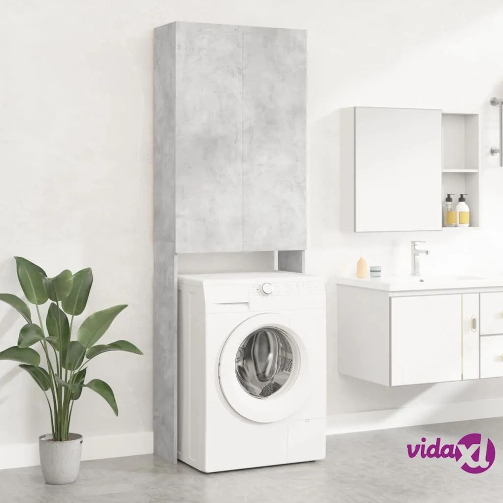 vidaXL Mobile per Lavatrice Grigio Cemento 64x25,5x190 cm