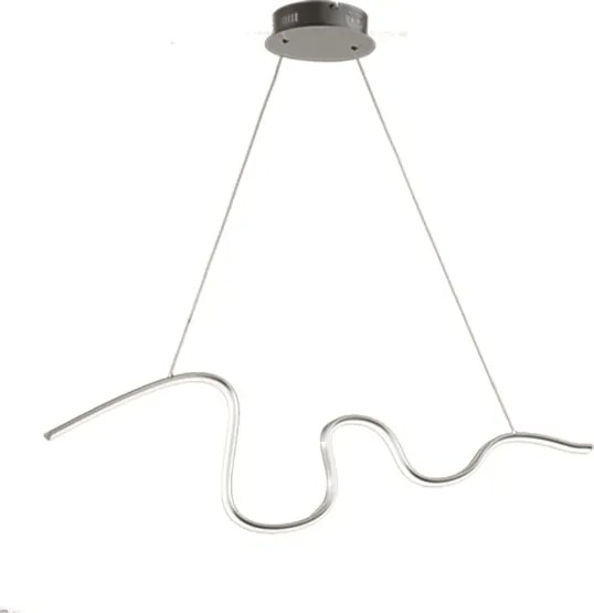 Lampada a sospensione 125 cm Led SNAKE in metallo Argento e diffusore in acrilico