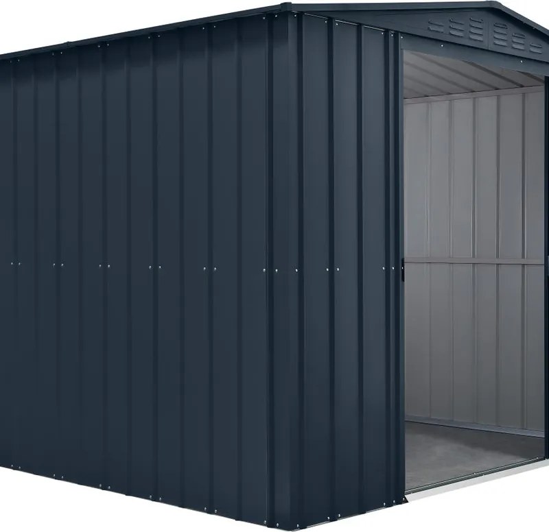 Casetta da giardino in acciaio grigio 2.5 x 2.5 m, spessore parete 0.3 mm, senza pavimento porta scorrevole a due ante