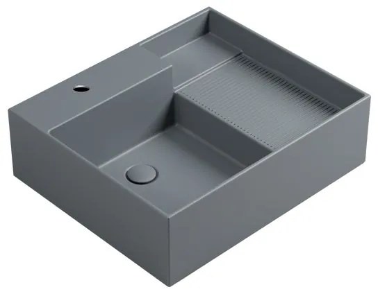 Lavabo da appoggio Nobu COLAVENE con foro rettangolare in ceramica L 60 x H 21 x P 50 cm grigio opaco piletta non inclusa